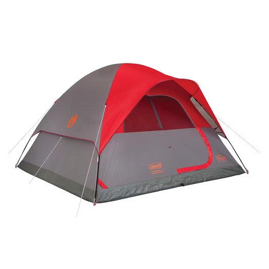 Coleman 6Person Flatwoods II Lightweight Dome Camping Tent Red 2207385