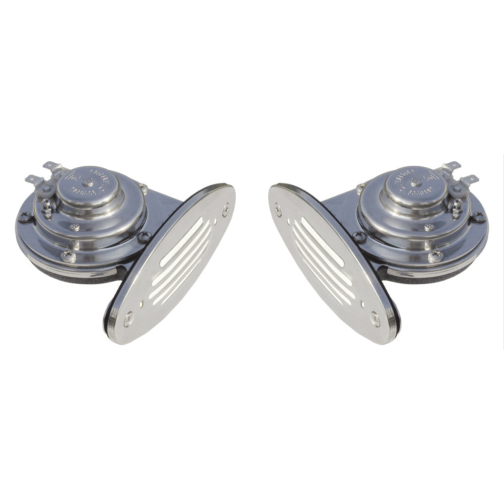 Schmitt Marine Mini Stainless Steel Dual DropIn Horn wStainless Steel Grills High Low Pitch 10055