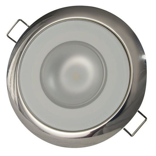 Lumitec Mirage Flush Mount Down Light Glass FinishPolished SS Bezel 2Color WhiteBlue Dimming 113111