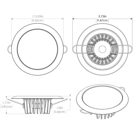 Lumitec Mirage Flush Mount Down Light Glass FinishWhite Bezel 2Color WhiteBlue Dimming 113121