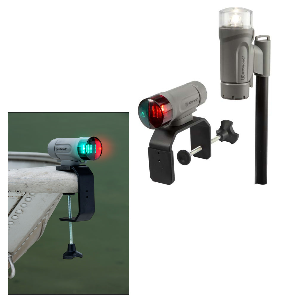 Attwood PaddleSport Portable Navigation Light Kit CClamp Screw Down or Adhesive Pad Gray 141947