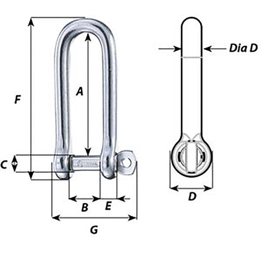 Wichard Captive Pin Long D Shackle Diameter 5mm 316 01412
