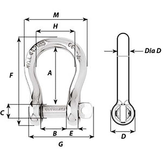 Wichard Captive Pin Bow Shackle Diameter 6mm 14 01443