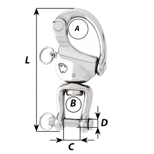 Wichard HR Snap Shackle With Clevis Pin Swivel 120mm Length 42332 02478