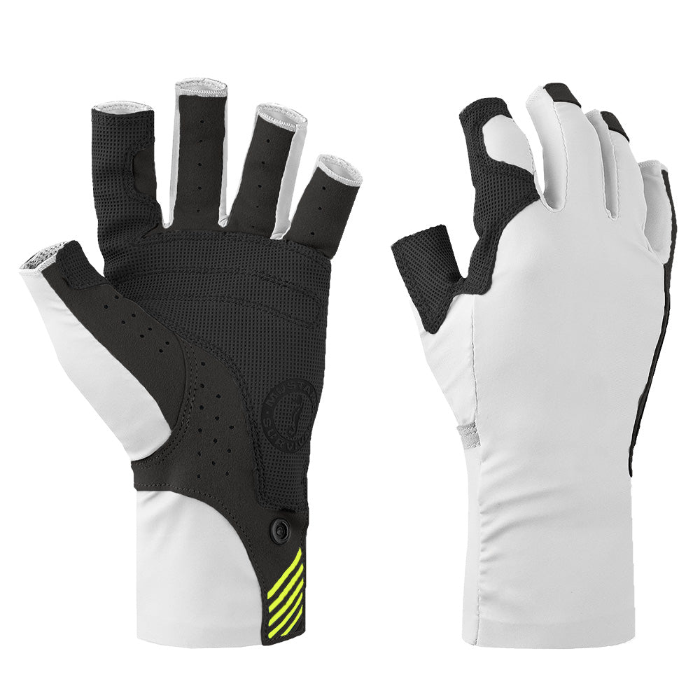 Mustang Traction UV Open Finger Gloves White Black Large MA6007267L267
