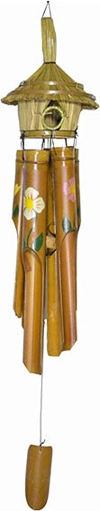 Bamboo wind chime with floral designs