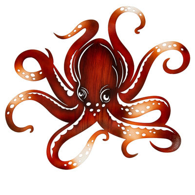 Red octopus illustration on a white background