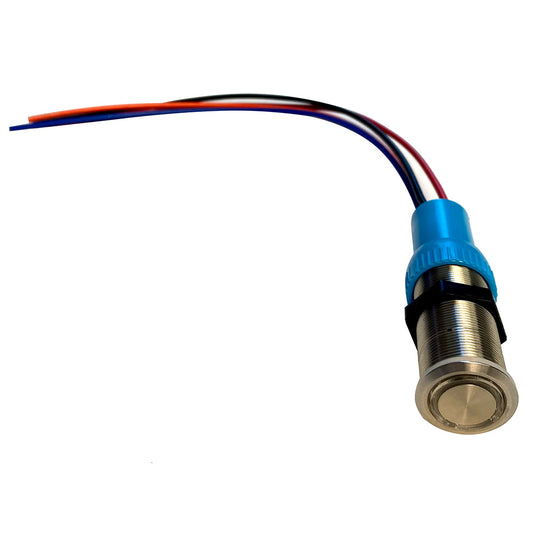 Bluewater 22mm Push Button Switch  OffOnOn Contact  BlueGreenRed LED  1 Lead 905931131