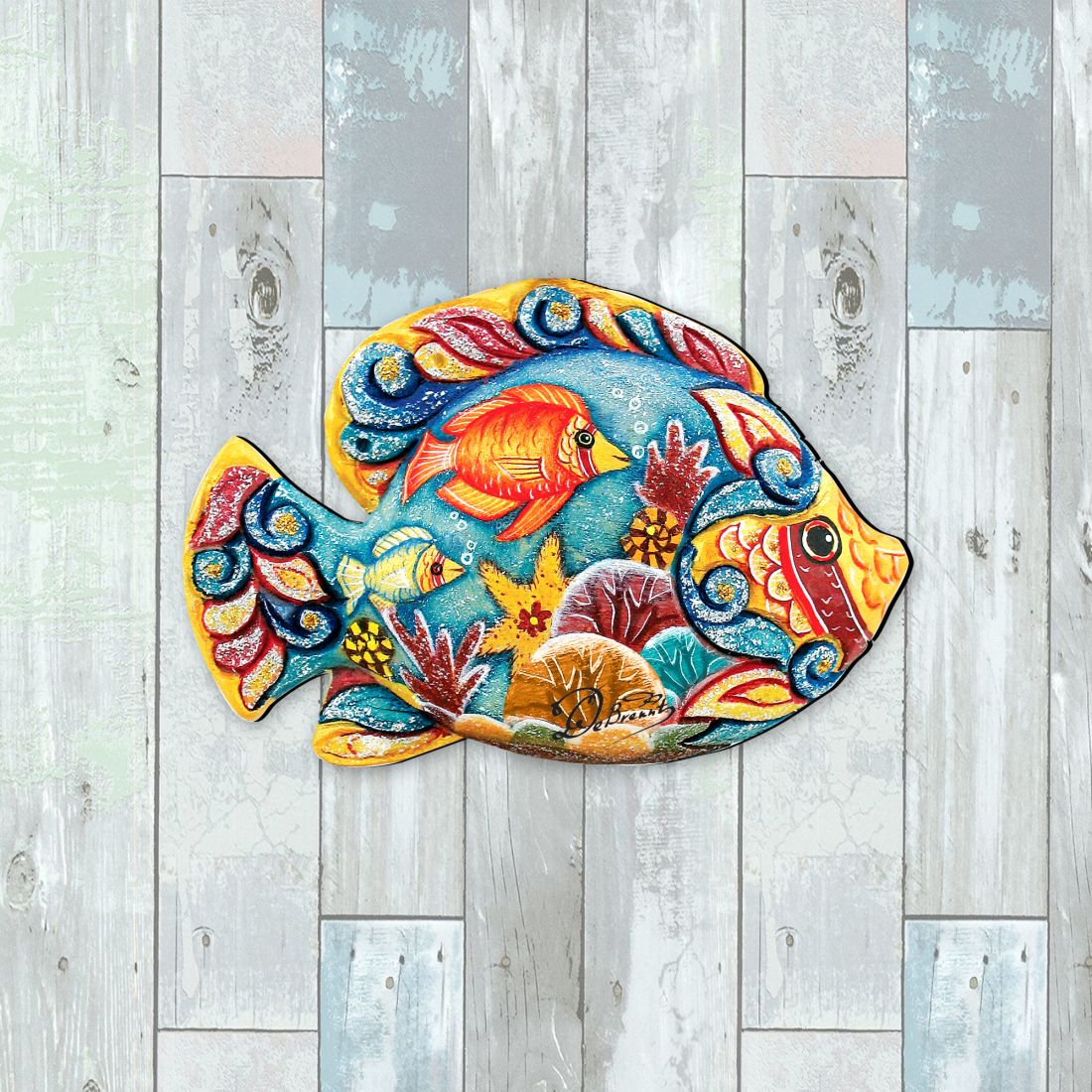 Tropical Fish Beach House Door Decor by G. DeBrekht - Coastal Holiday Decor - 8126121H-3