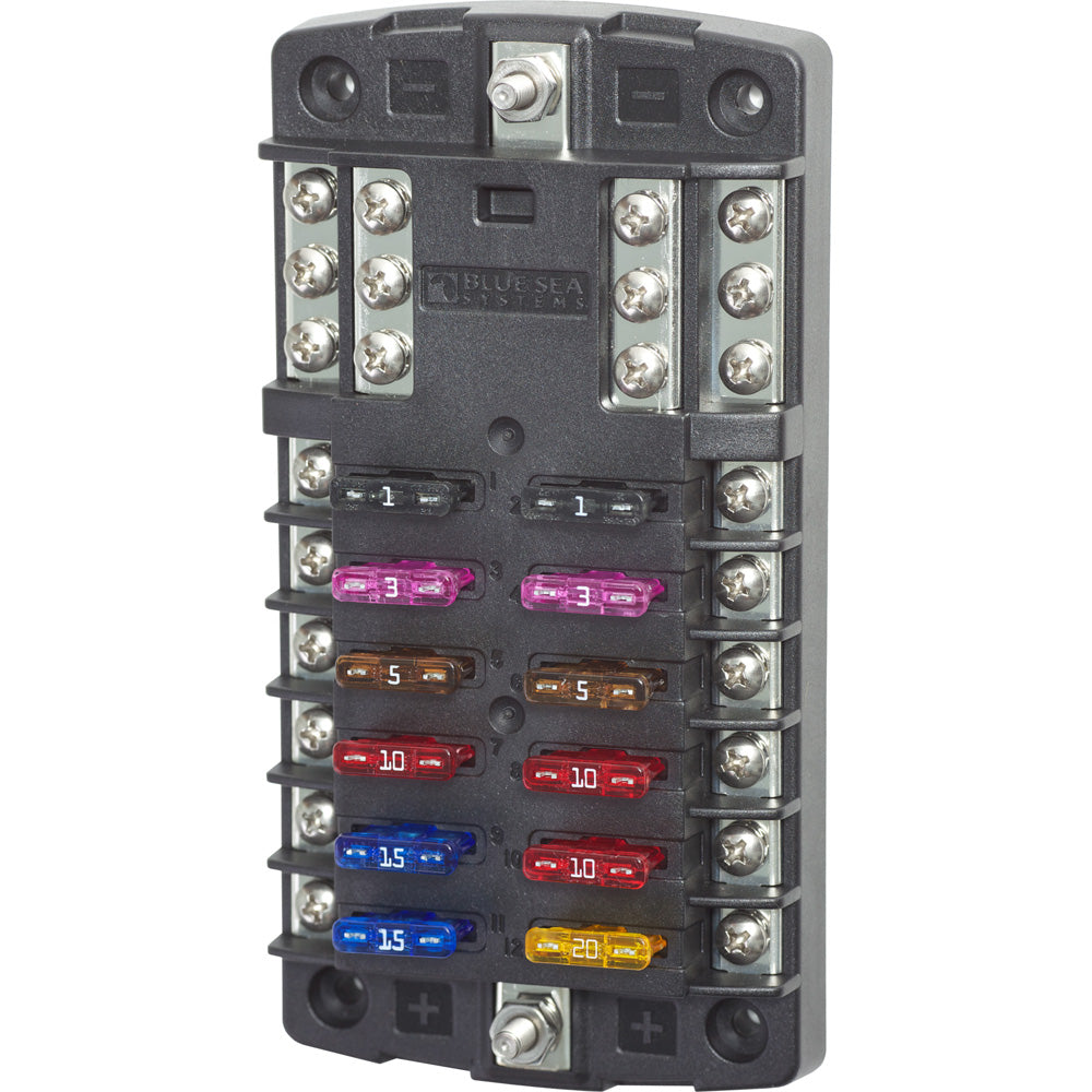 Blue Sea 5031 ST Blade Fuse Block wo Cover  12 Circuit wNegative Bus 5031