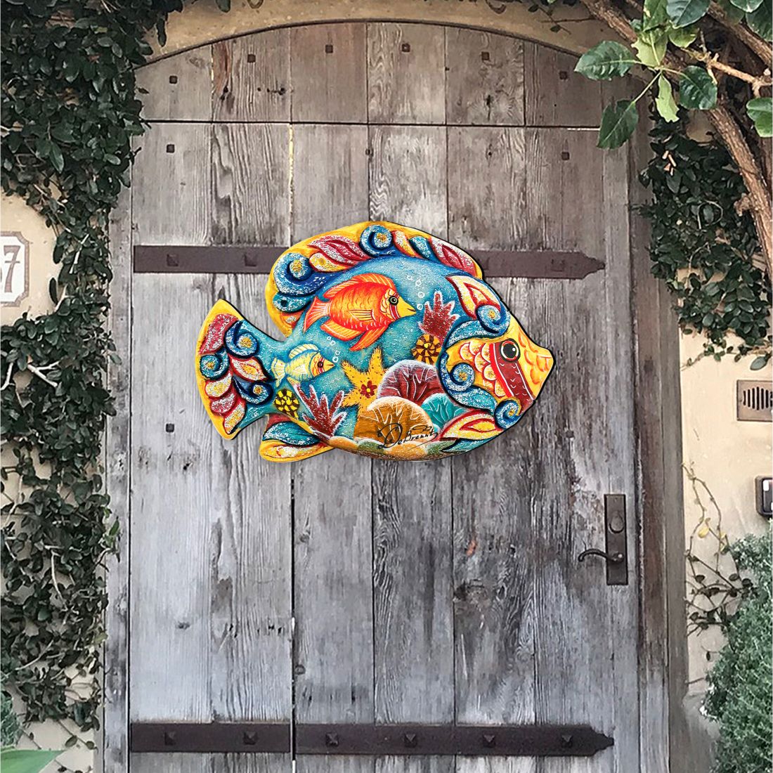 Tropical Fish Beach House Door Decor by G. DeBrekht - Coastal Holiday Decor - 8126121H-2