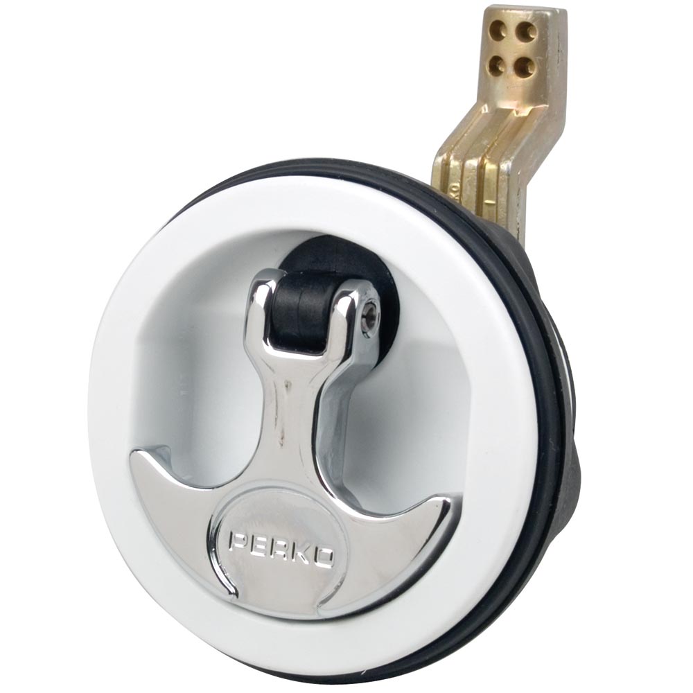 Perko Flush Latch  Surface Mount Offset Cam Bar  25 Hole  White 1092DP1WHT