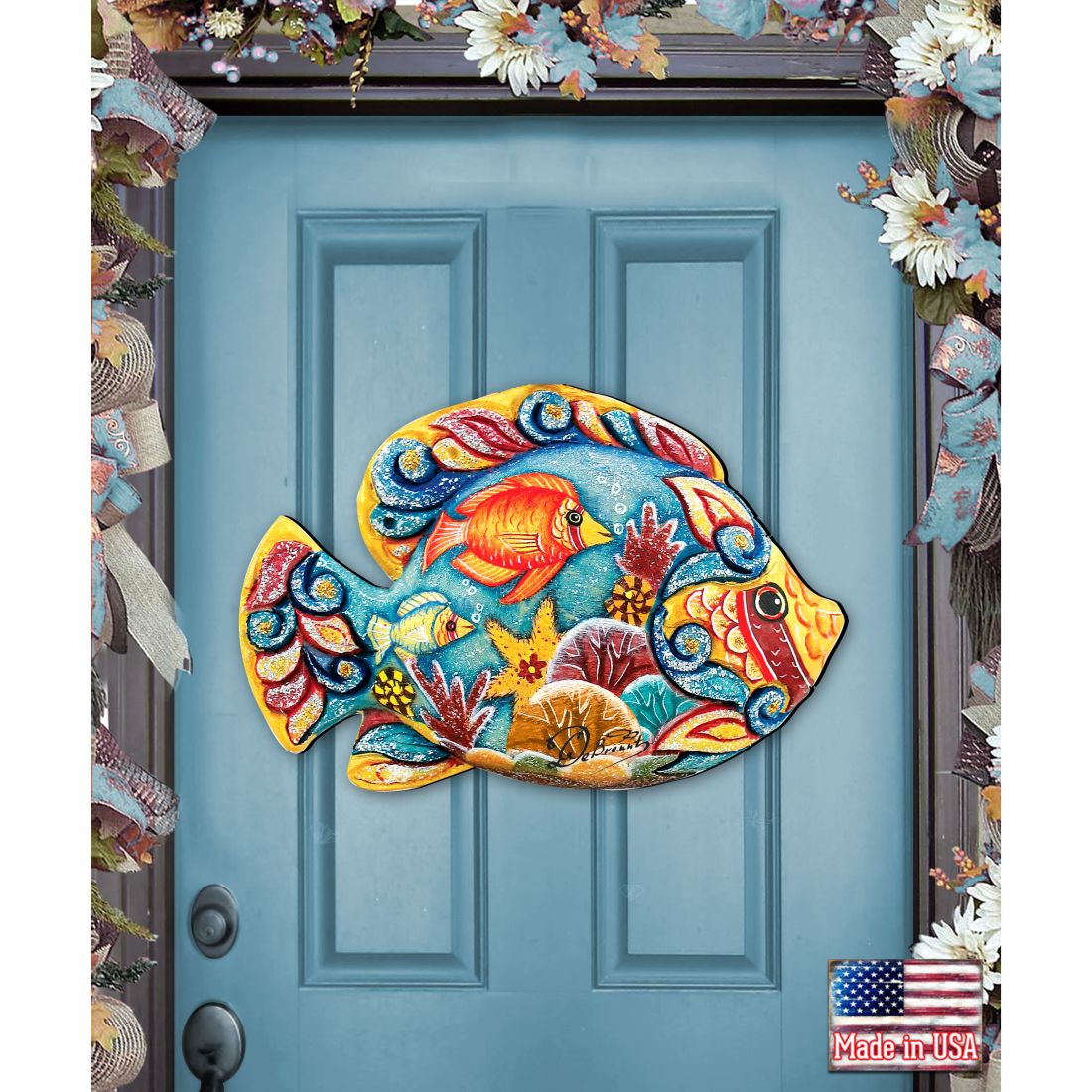 Tropical Fish Beach House Door Decor by G. DeBrekht - Coastal Holiday Decor - 8126121H-0
