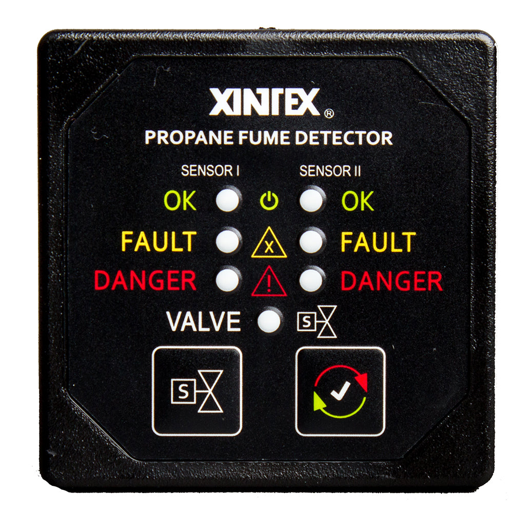 FireboyXintex Propane Fume Detector w2 Plastic Sensors  No Solenoid Valve  Square Black Bezel Display P2BNVR