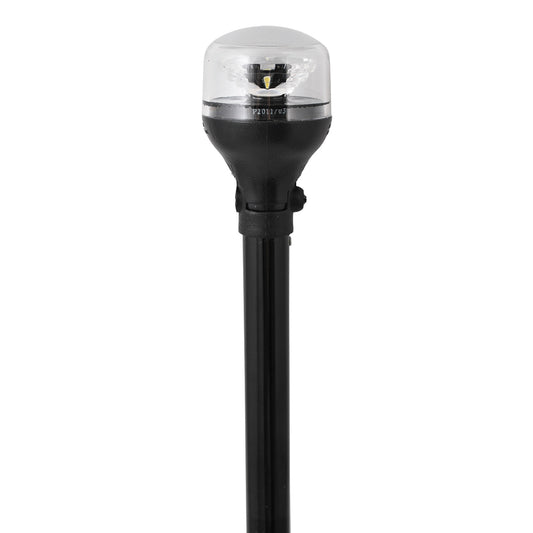 Attwood LightArmor AllAround Light  12 Black Pole  Black Horizontal Composite Base wAdapter 5558P12A7