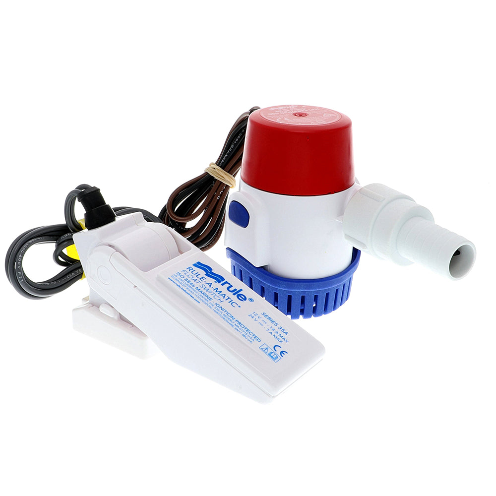 Rule 500 GPH Standard Bilge Pump Kit wFloat Switch  12V 25DA35A