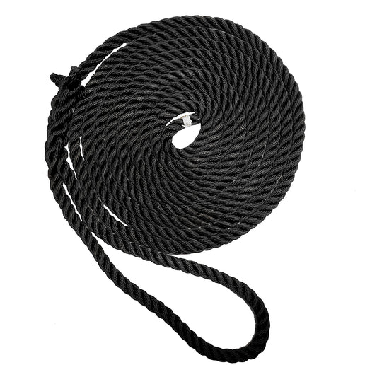 New England Ropes 12 Premium 3Strand Dock Line  Black  15 C60541600015