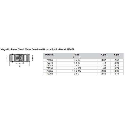 Viega ProPress 1 Zero Lead Check Valve Double Press Connection Smart Connect Technology 79045