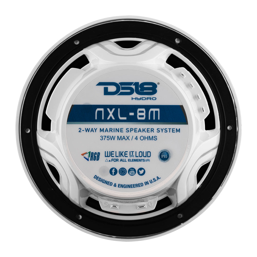 DS18 New Edition HYDRO 8 2Way Marine Speakers wRGB LED Lighting 375W  White  NXL8MWH