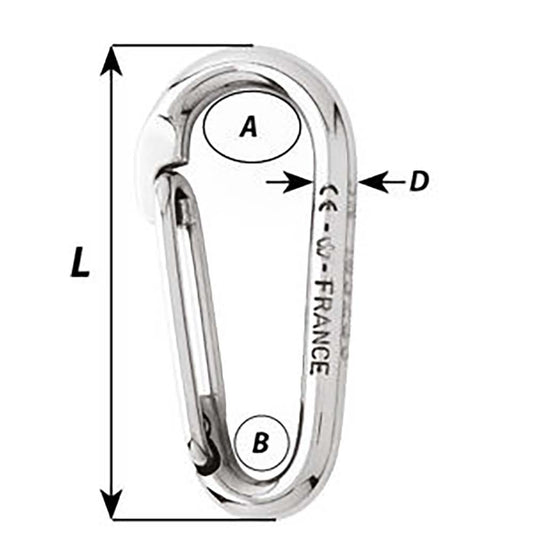 Wichard Symmetric Carbine Hook Without Eye  Length 60mm  14 02333