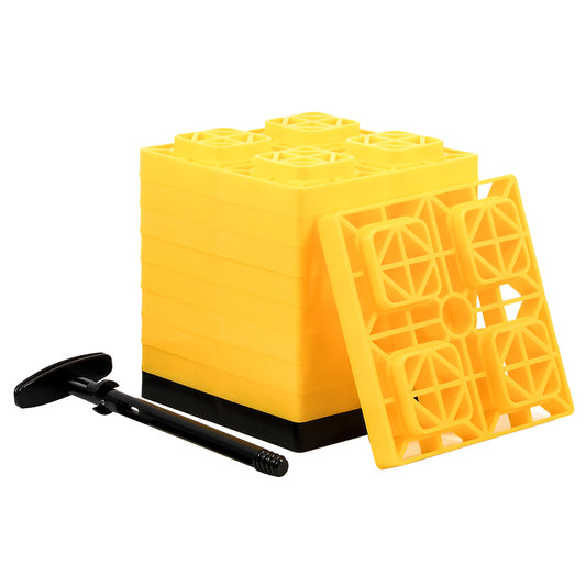 Camco FasTen Leveling Blocks wTHandle  2x2  Yellow 10Pack 44512