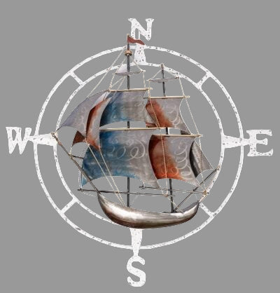 Decorative ship wall art with a white background