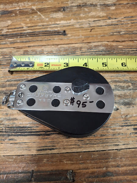 Harken ratchet block on wood surface