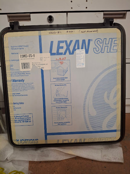 Boat hatch with Lexan protective covering still on. 