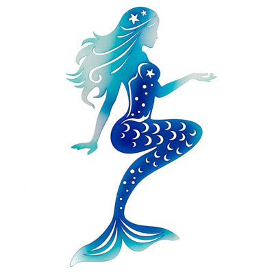 Blue mermaid silhouette on a white background