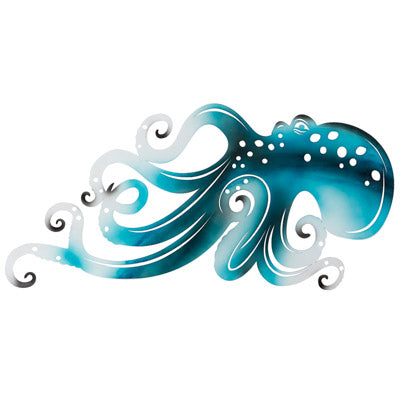 Blue and white octopus illustration on a white background